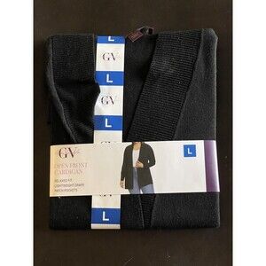 Women's Gloria Vanderbilt Open Front Cardigan Size L Black NEW Patch Pockets